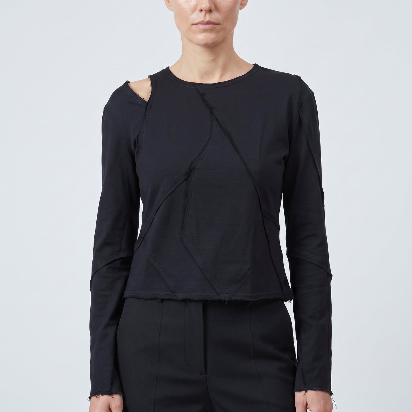Asymmetric Cutout Long Sleeve Top