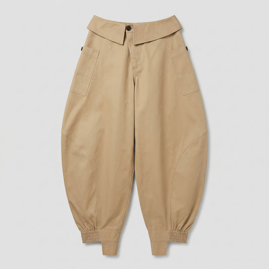 Sculptural High-Waisted Cargo Trousers