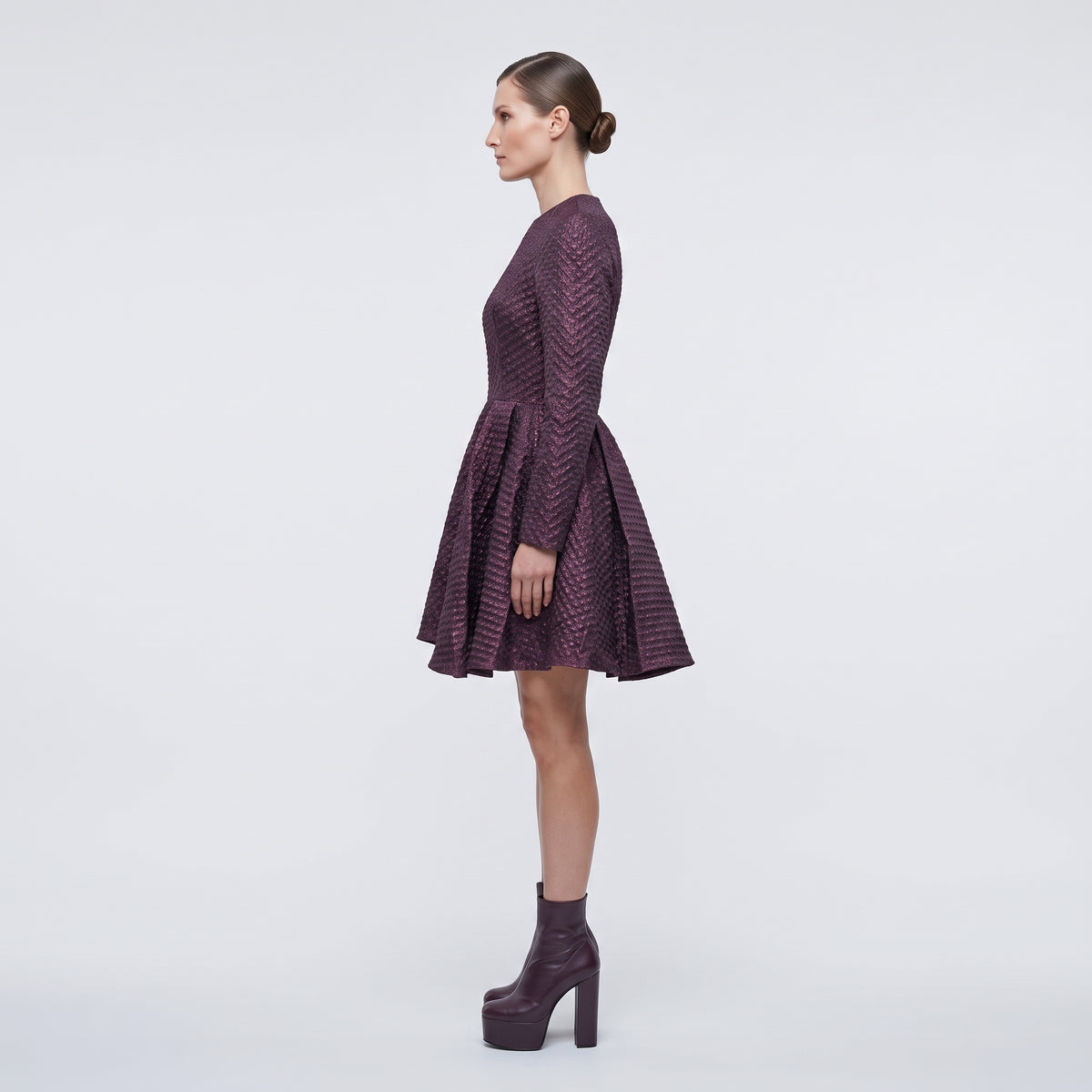 Structured Metallic Textured Mini Dress