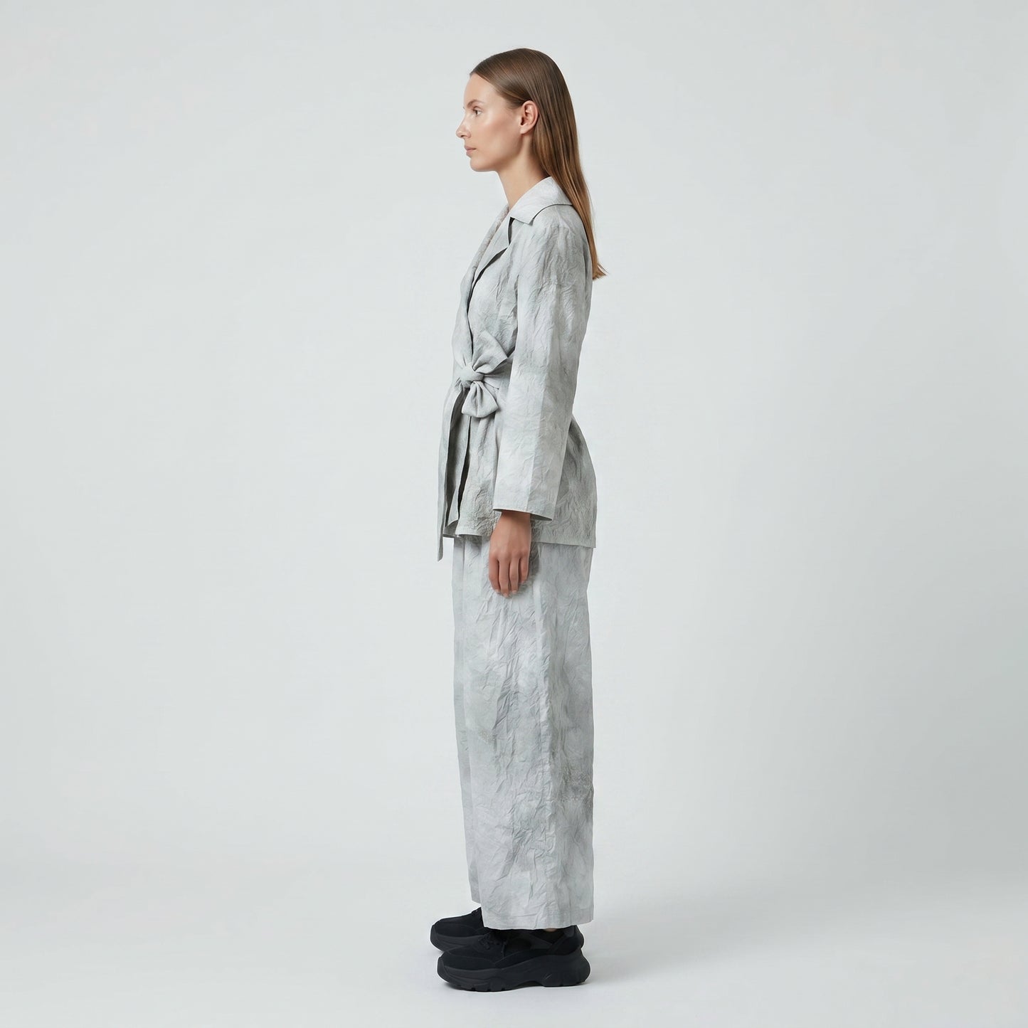 Textured Grey Wrap Jacket
