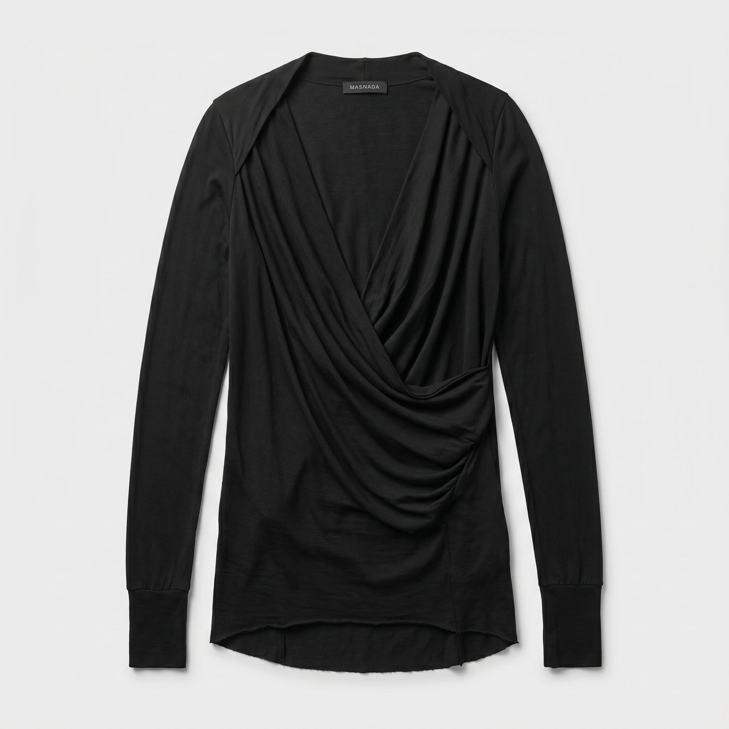 Elegant Black Draped Wrap Top