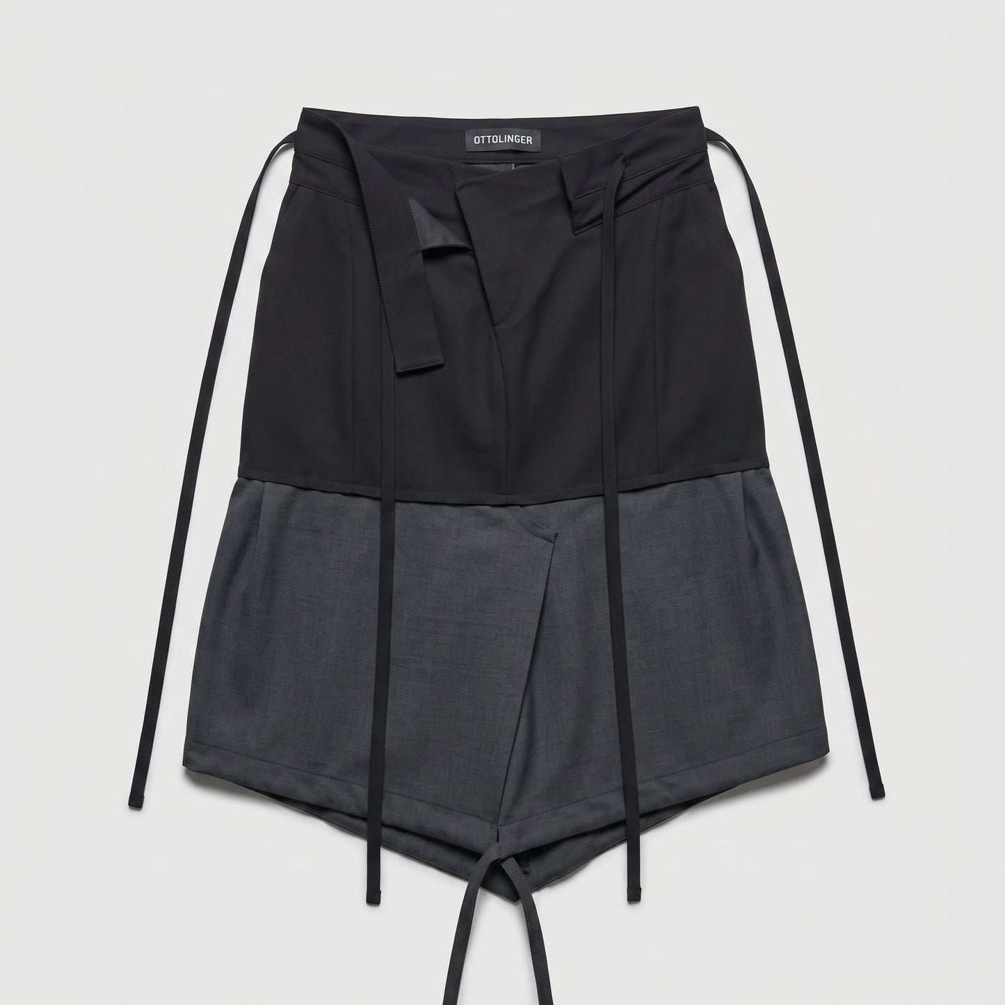 Two-Tone Tailored Wrap Shorts