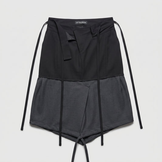 Two-Tone Tailored Wrap Shorts