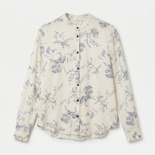 Floral Print Mandarin Collar Shirt