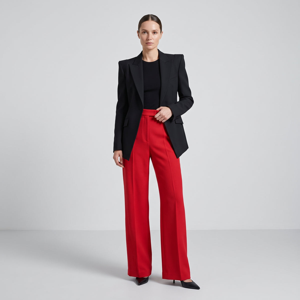 Tailored High-Rise Crimson Trousers
