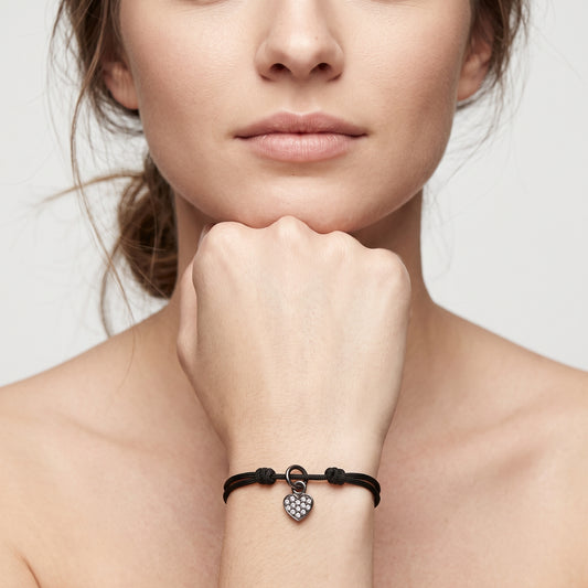 Crystal Heart Cord Bracelet