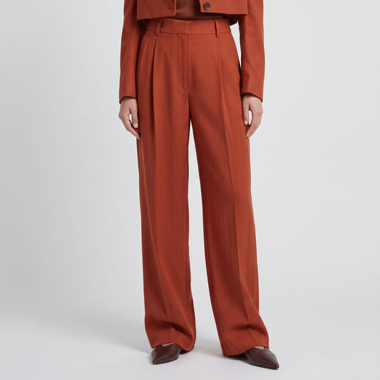 Tailored High-Rise Pleated Trousers
