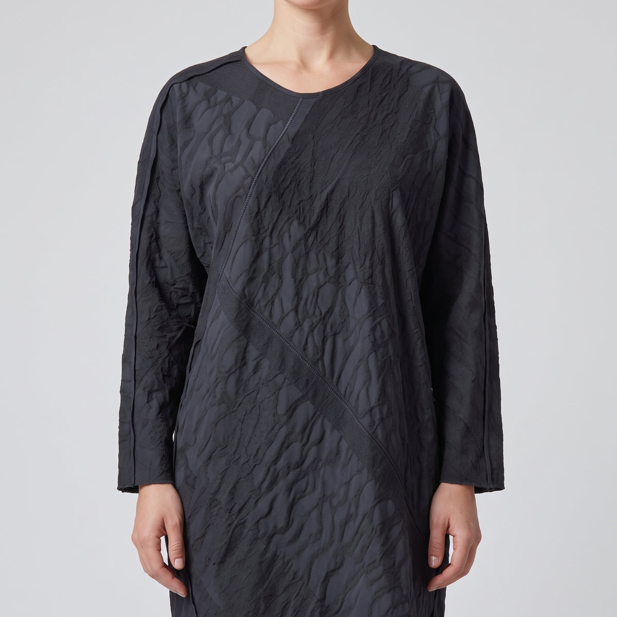 Textured Panel Crewneck Top