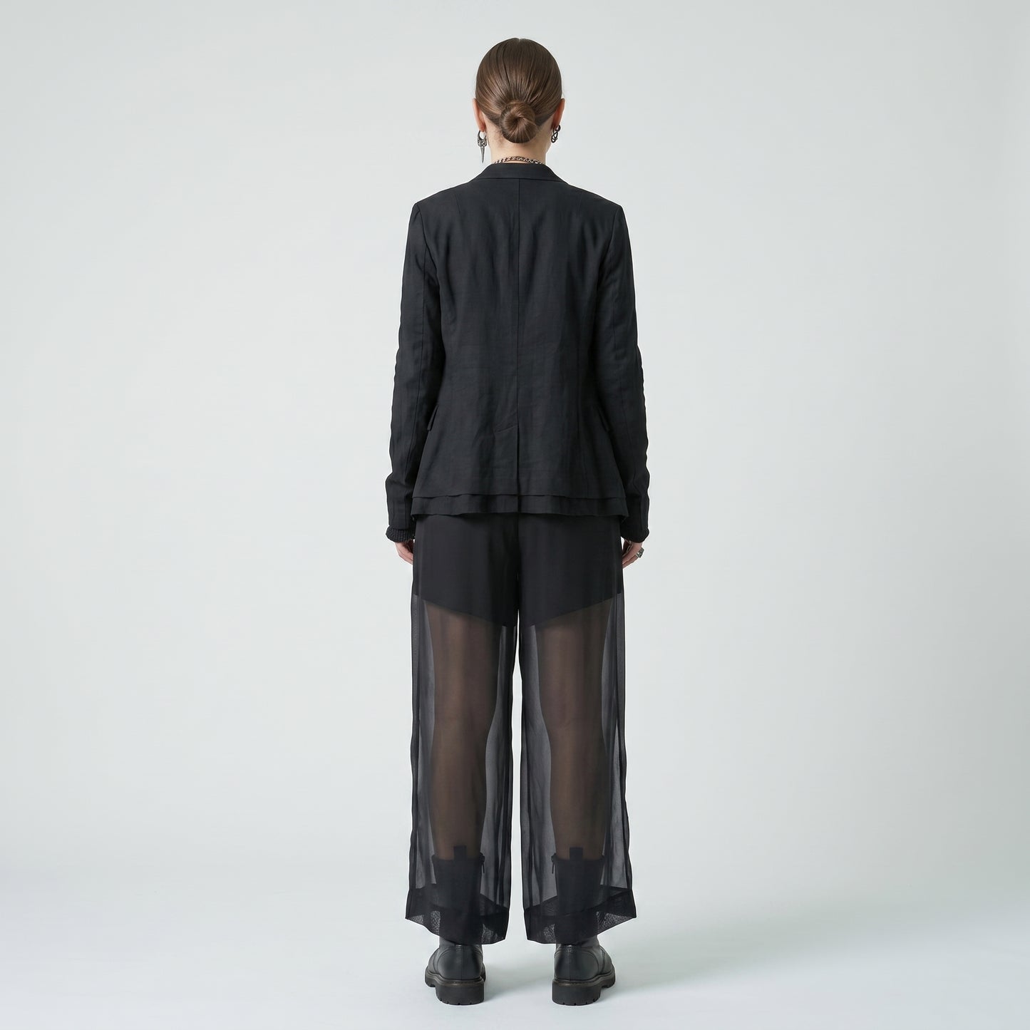Sheer Wide Leg Drawstring Trousers