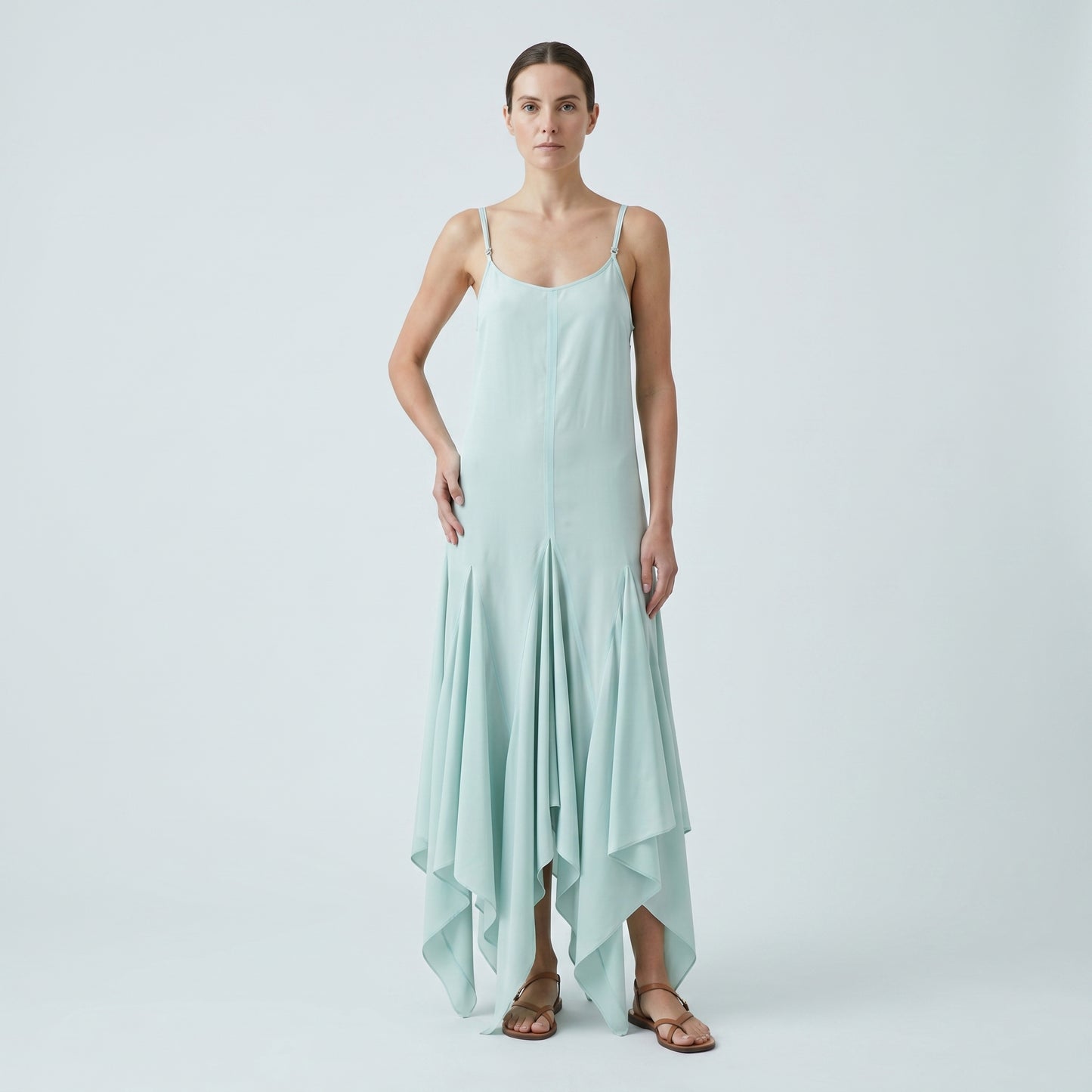 Asymmetric Hem Slip Dress
