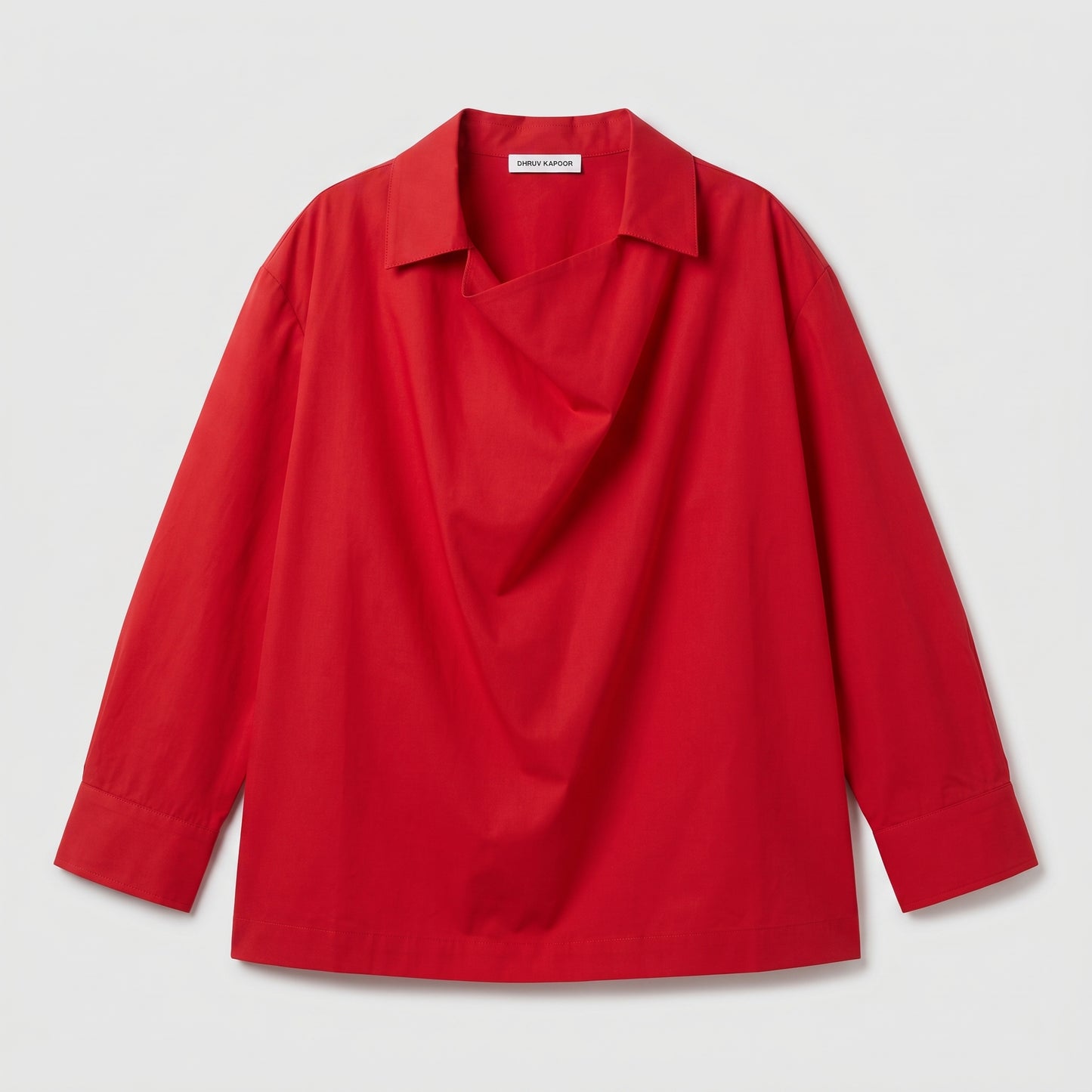 Draped Collar Long Sleeve Blouse