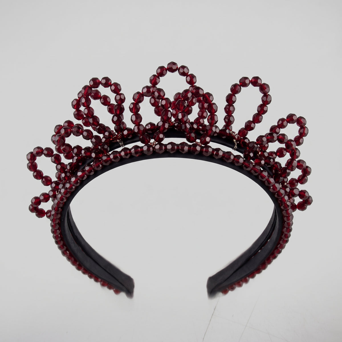Beaded Red Crystal Tiara Headband