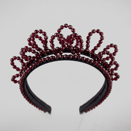 Beaded Red Crystal Tiara Headband