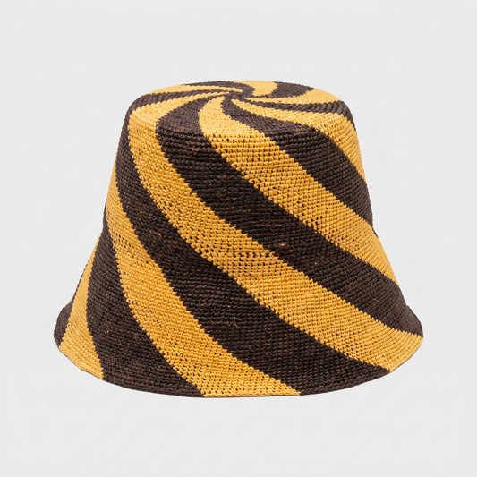Packable Striped Woven Straw Hat