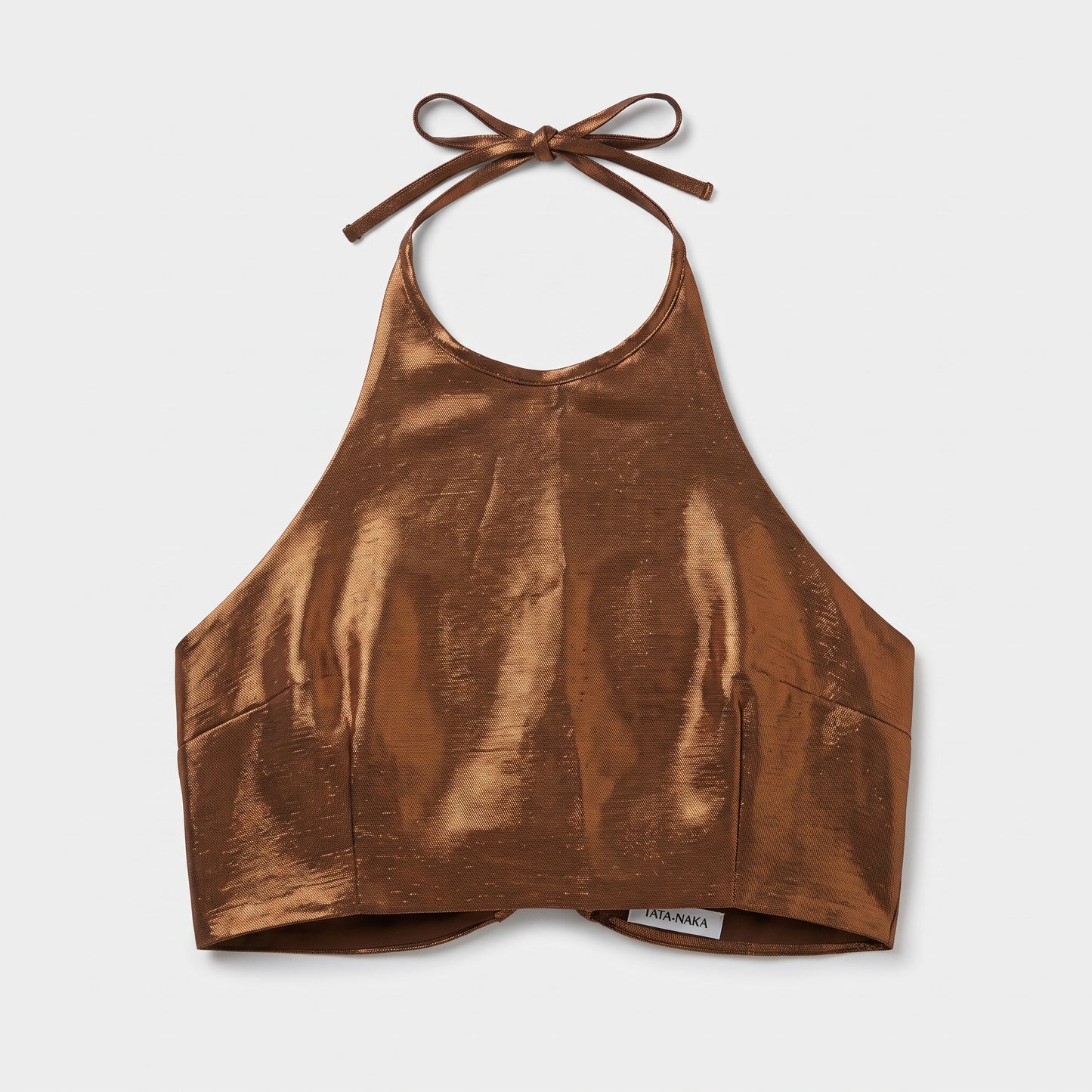 Metallic Bronze Halter Crop Top