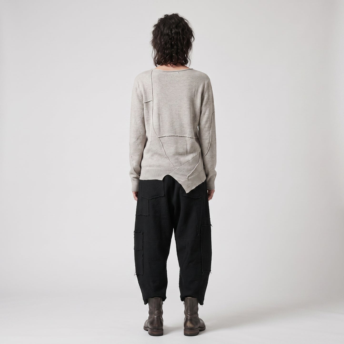 Paneled Asymmetric Knit Sweater