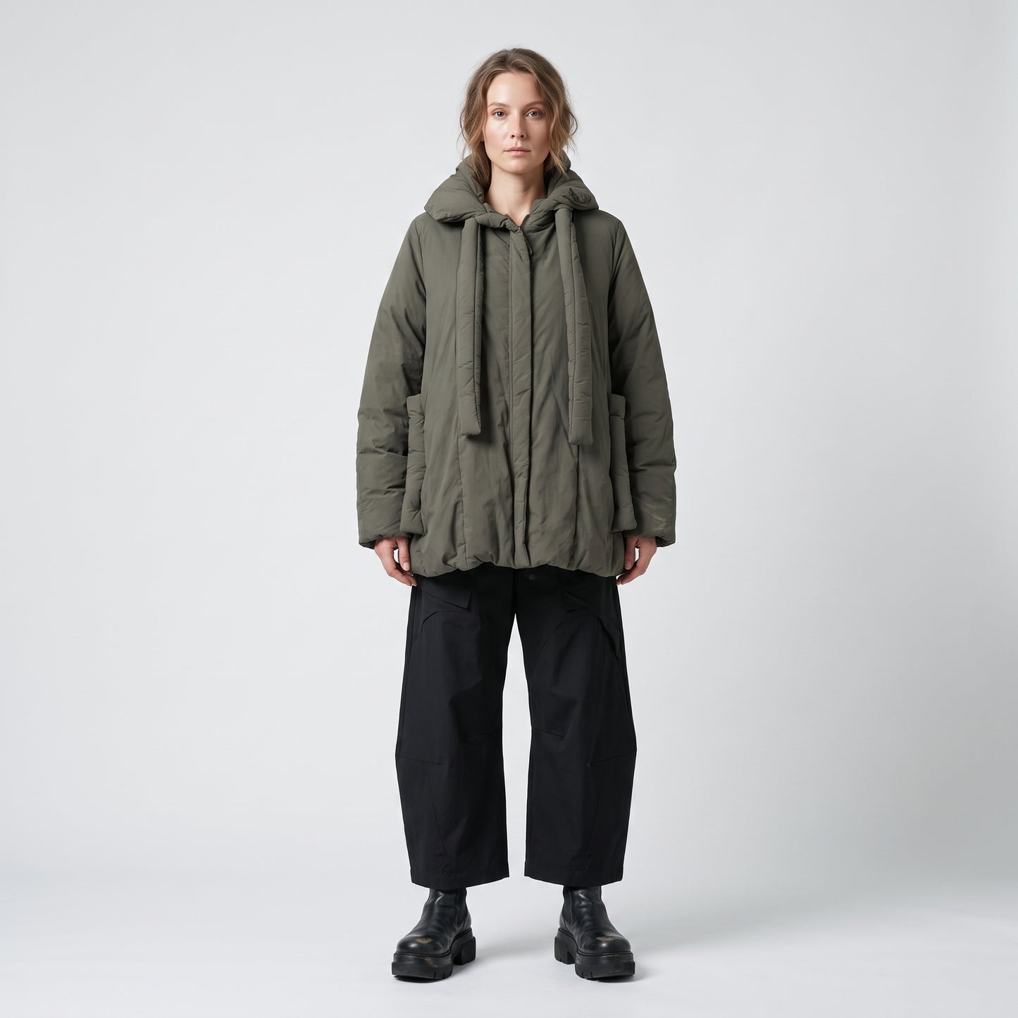 Hooded Olive Quilted Jacket