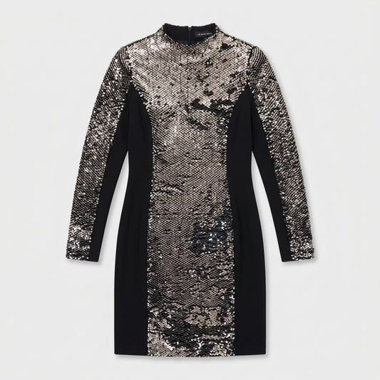 Sequined Long Sleeve Mini Dress