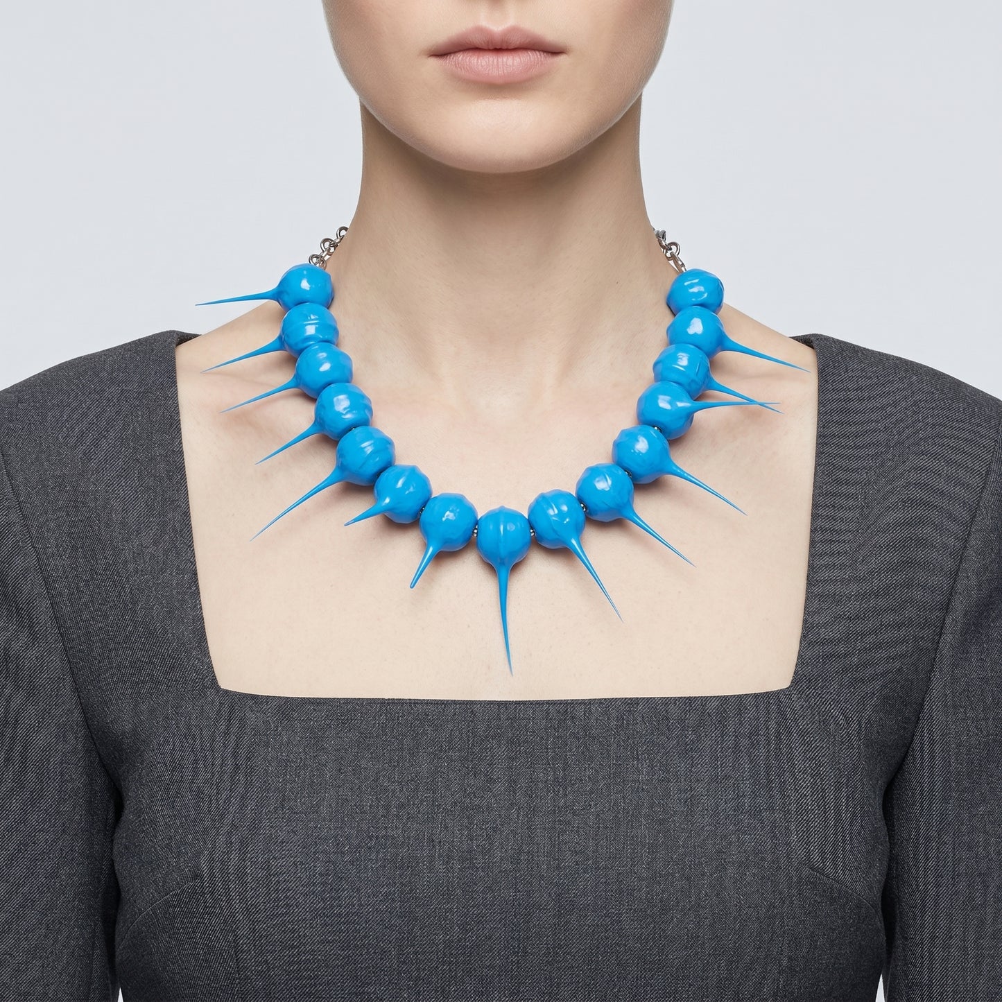Vibrant Spiked Resin Statement Necklace