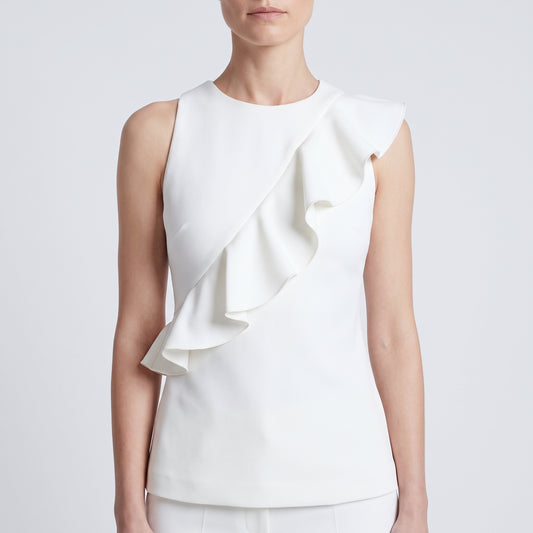 Sleeveless Ruffled Tailored Top