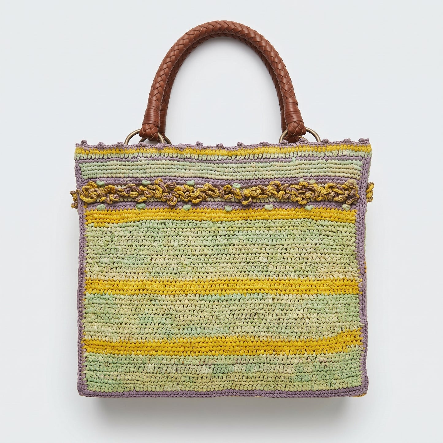 Artisanal Crocheted Striped Tote Bag
