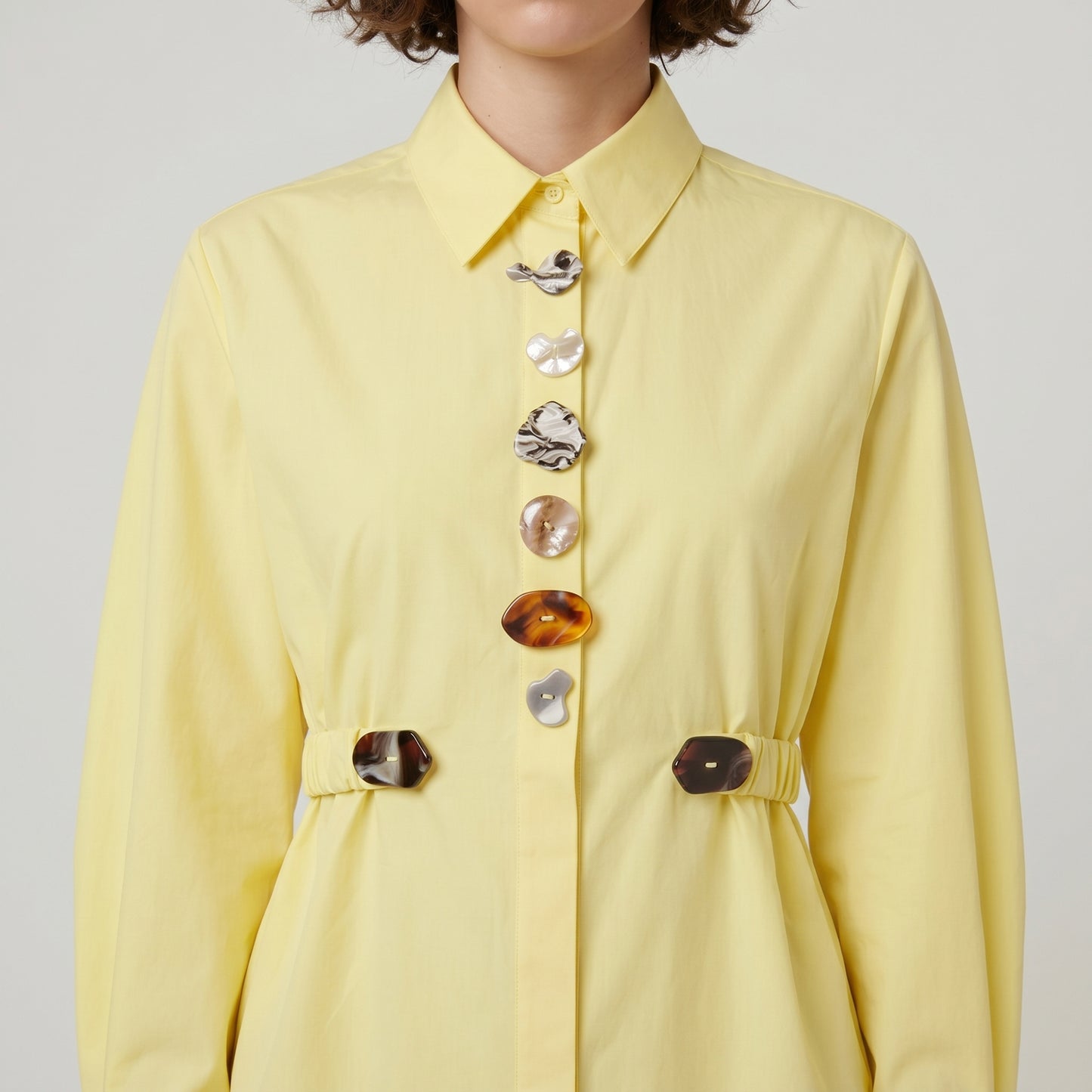 Button Embellished Pastel Poplin Shirt