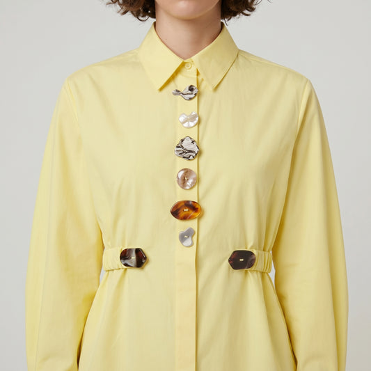 Button Embellished Pastel Poplin Shirt