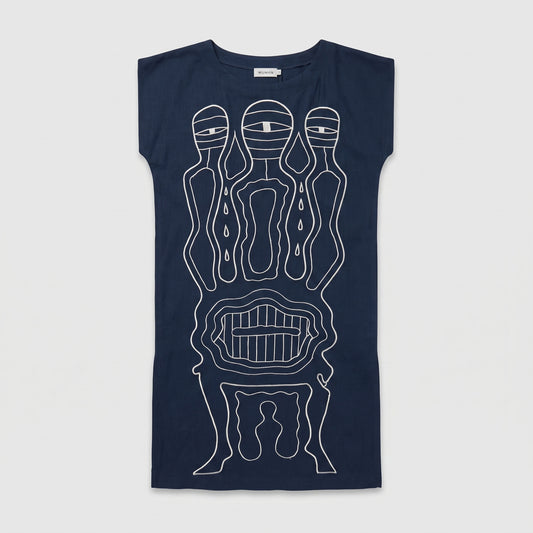 Graphic Embroidered Navy Tunic