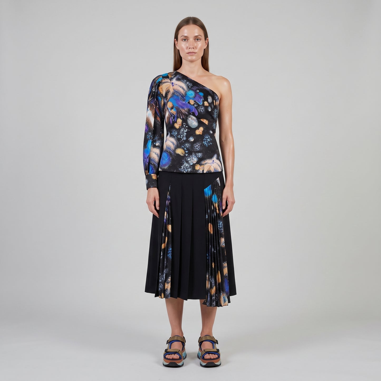 One-Shoulder Floral Printed Top