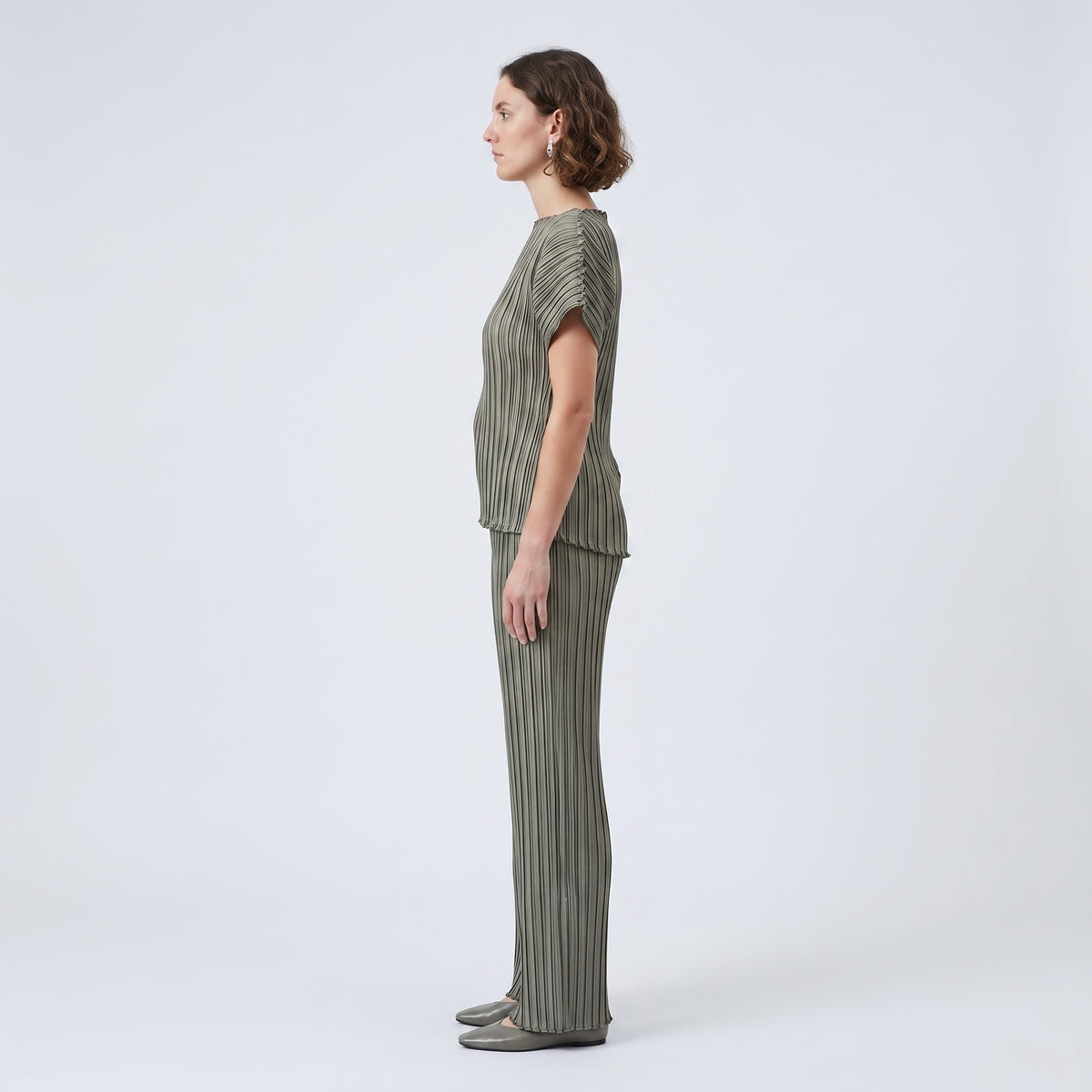 Pleated Olive Statement Top