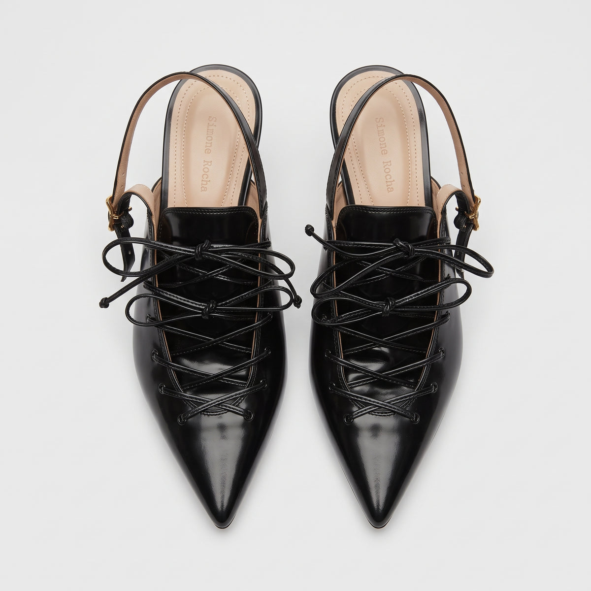 Patent Lace-Up Slingback Pumps