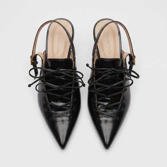 Patent Lace-Up Slingback Pumps