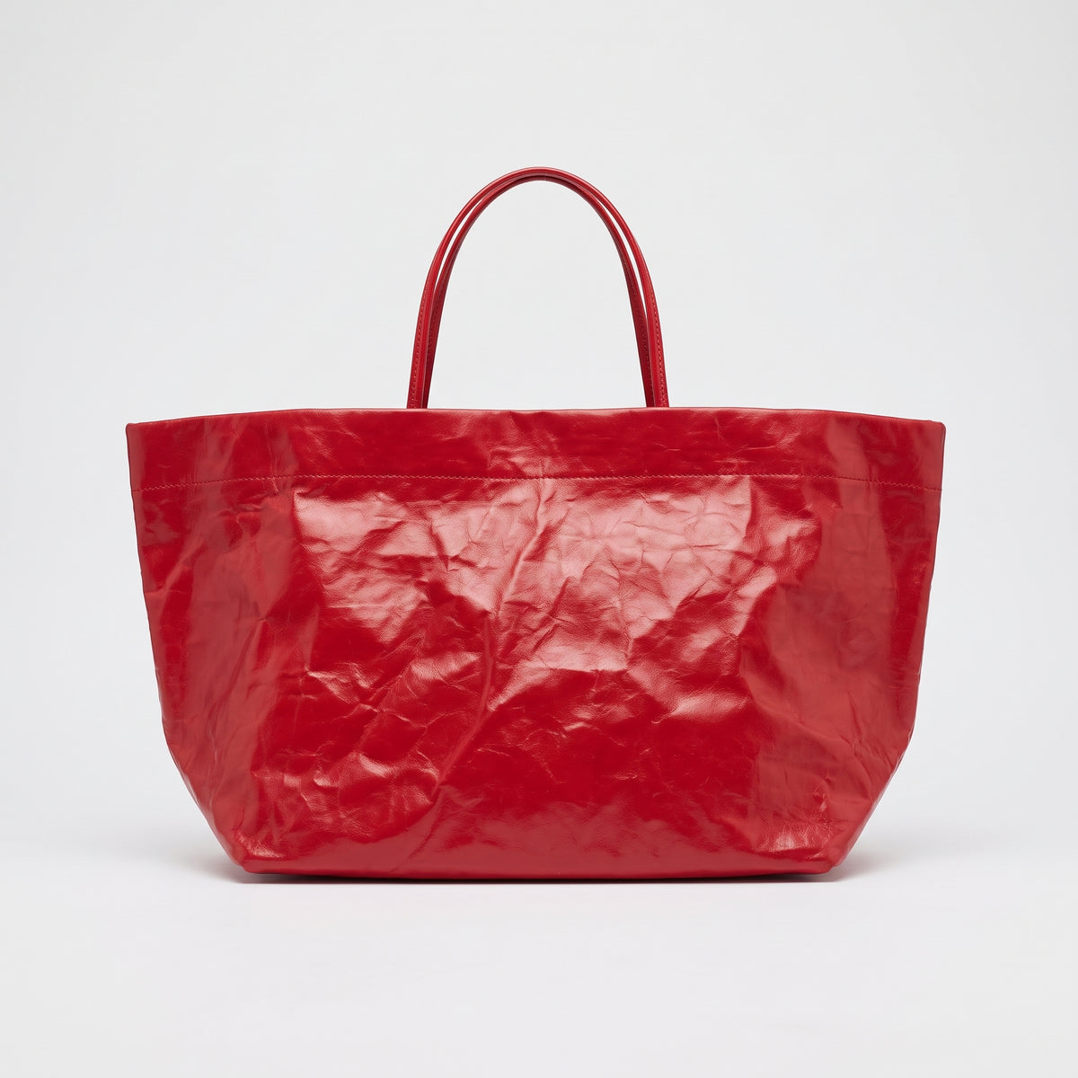 Red Crinkled Textured Tote Bag