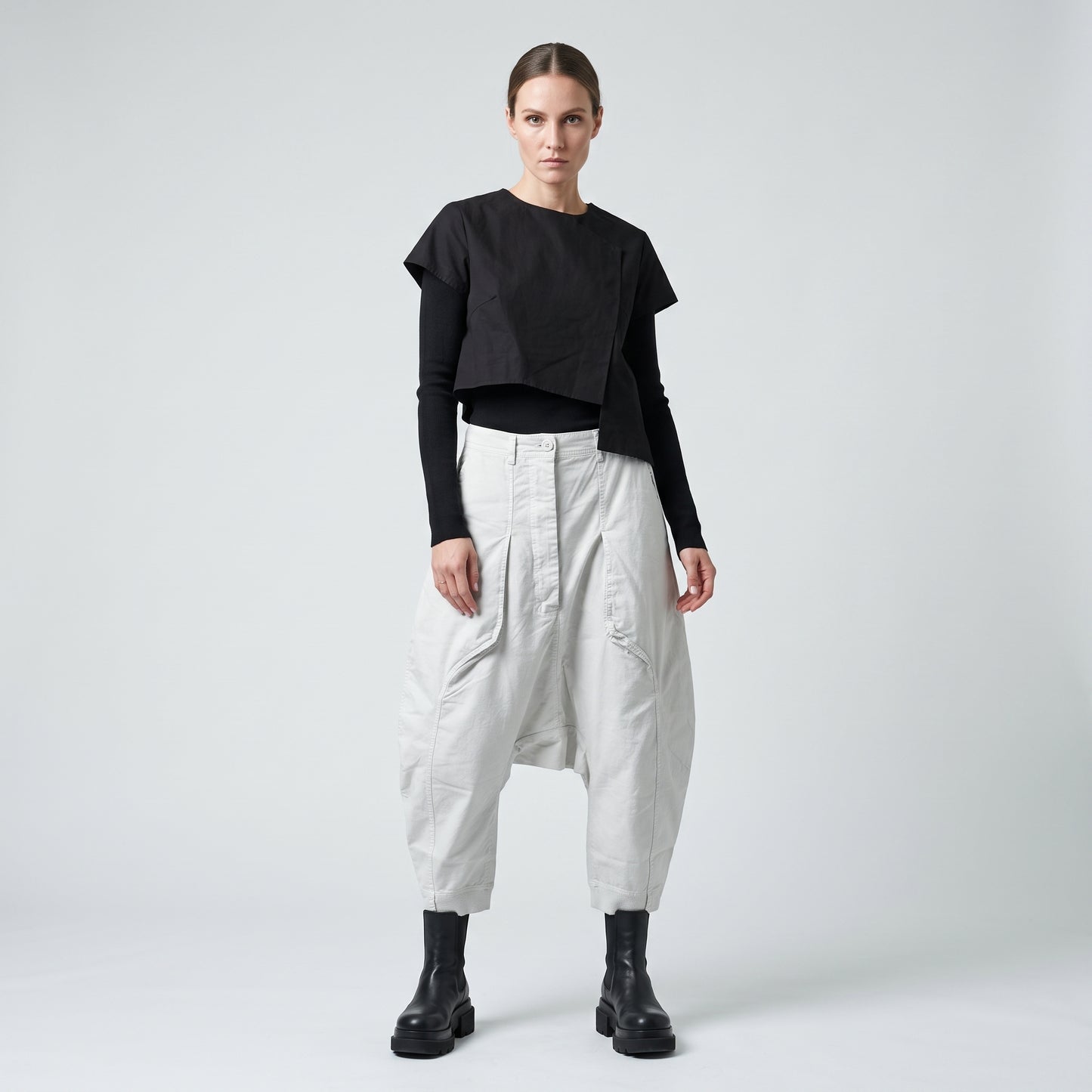 Relaxed Cotton Drop-Crotch Trousers