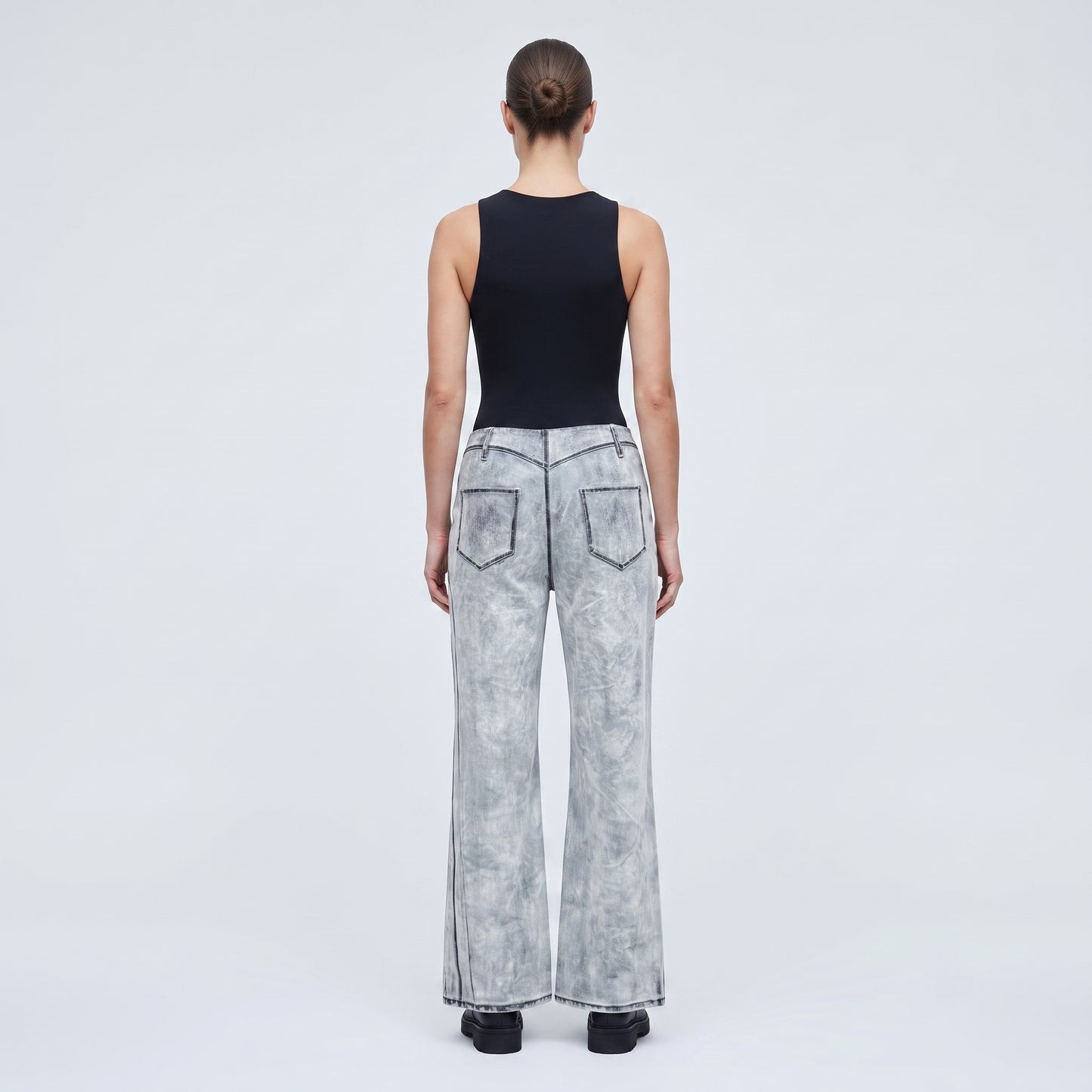 Asymmetric Acid Wash Wide Jeans