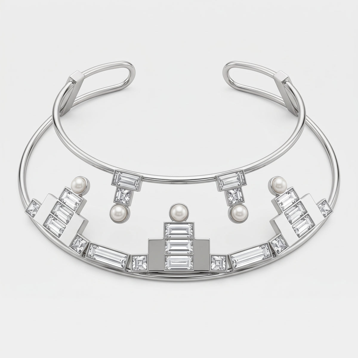 Architectural Crystal Pearl Cuff