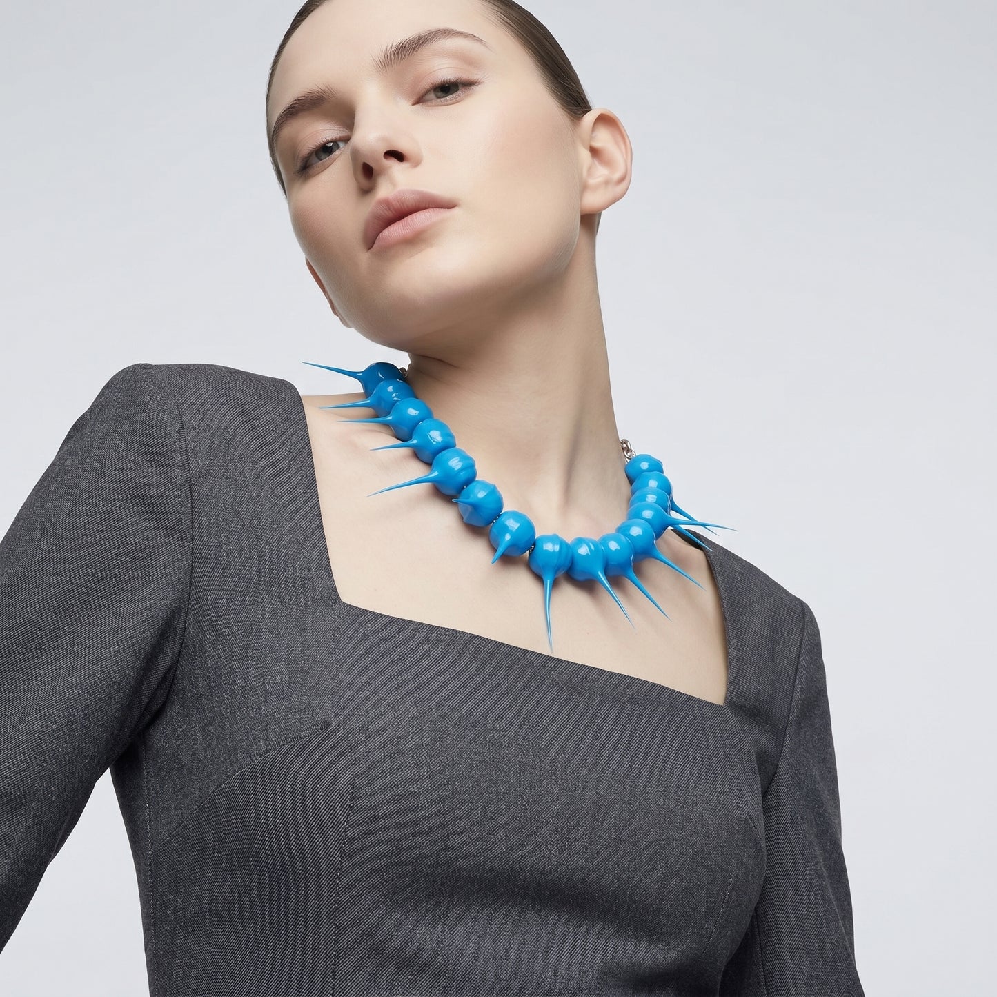 Vibrant Spiked Resin Statement Necklace