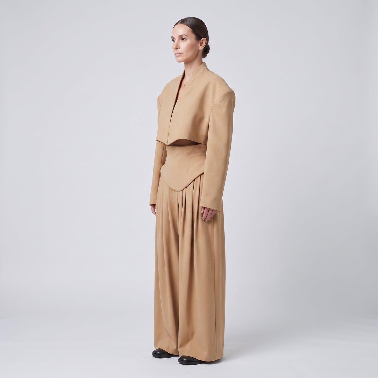 Tailored Cropped Camel Jacket