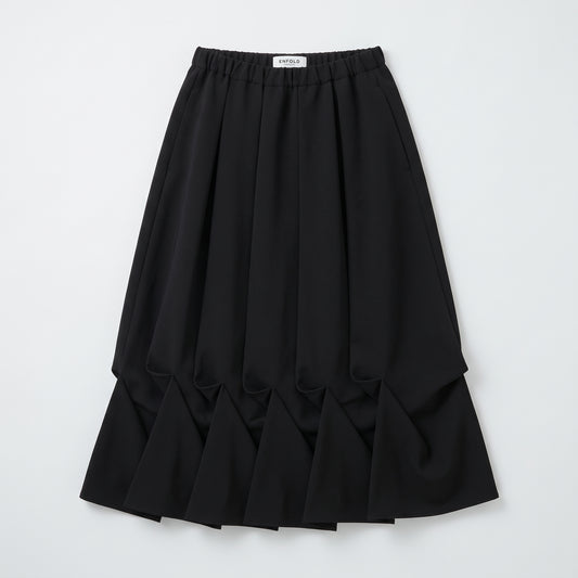 Pleated Hem Midi Skirt