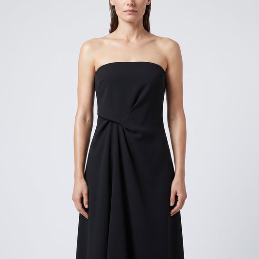 Elegant Black Strapless Knot Dress
