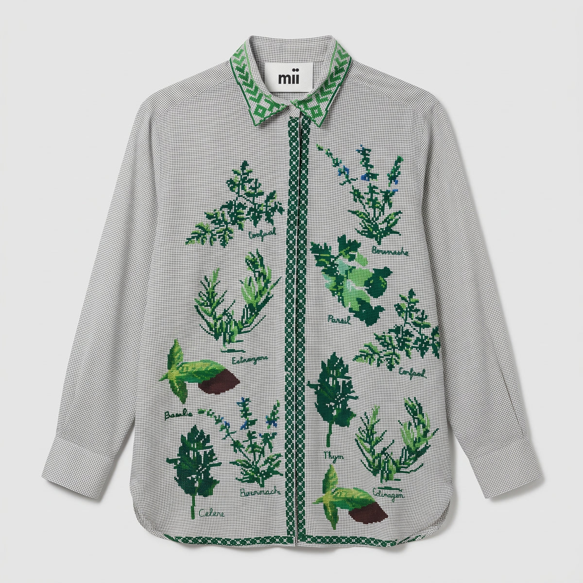 Embroidered Botanical Gingham Shirt