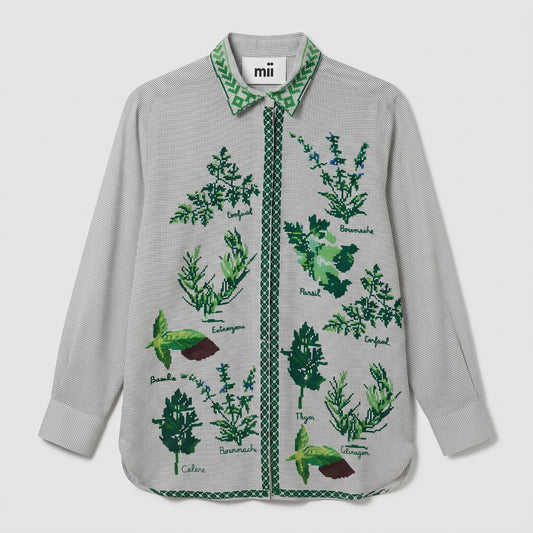 Embroidered Botanical Gingham Shirt