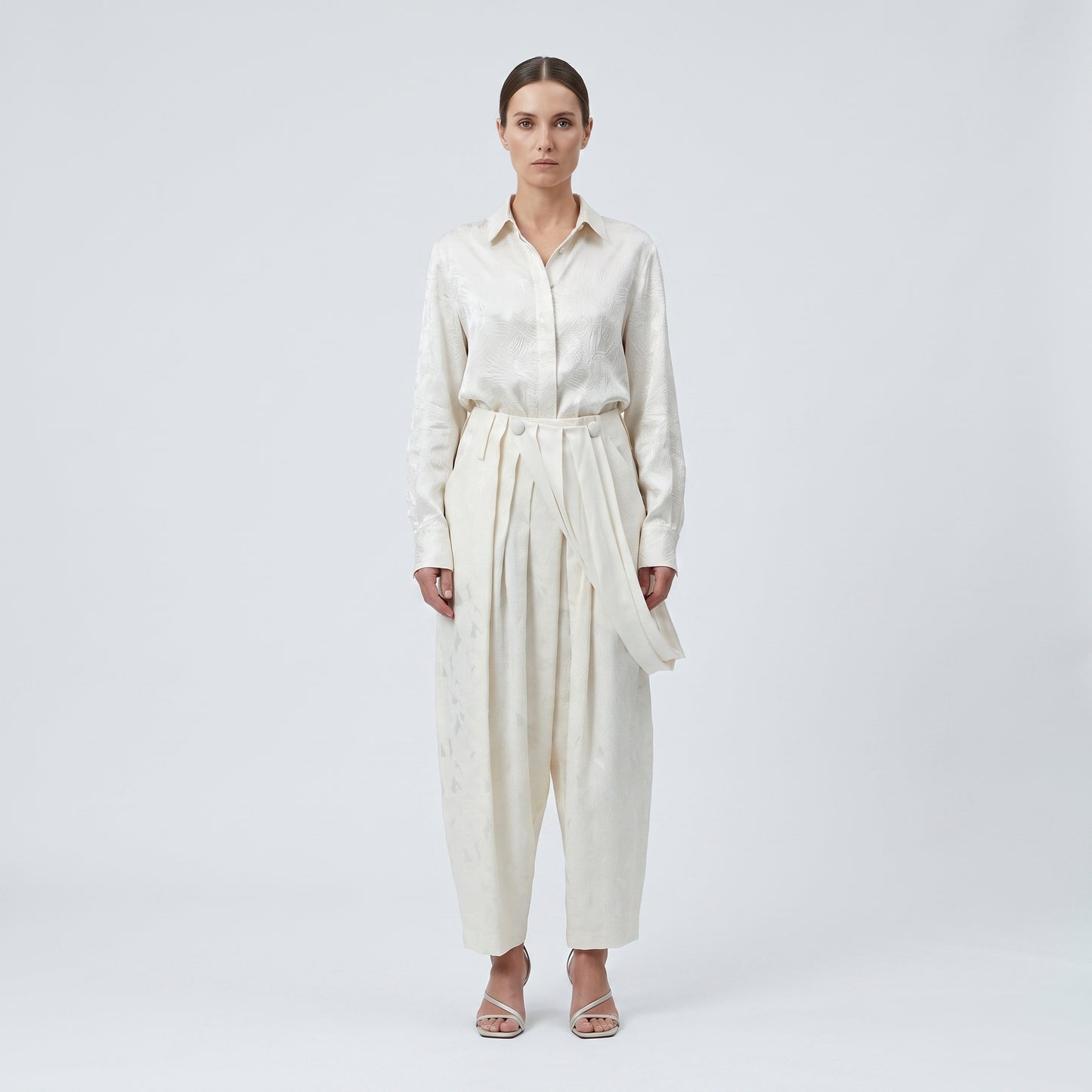 Textured Drape Detail Trousers