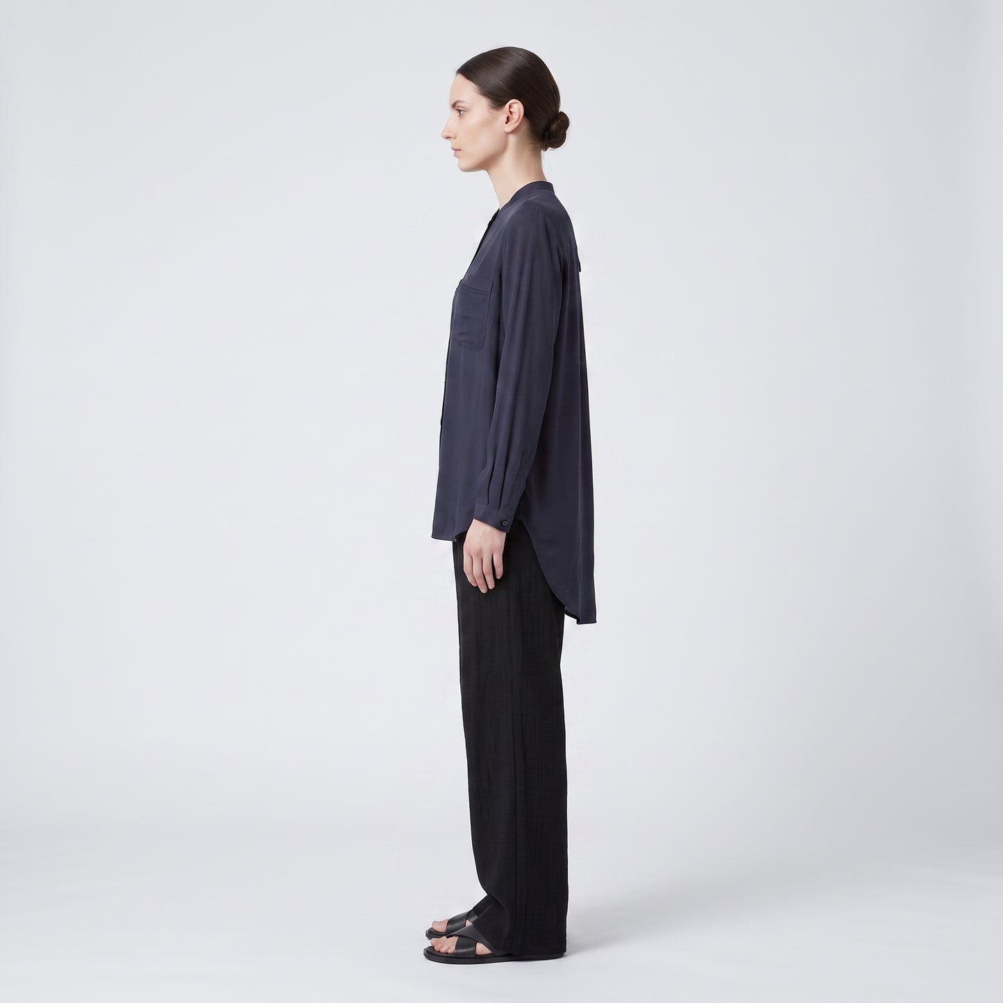 Midnight Navy Mandarin Collar Shirt