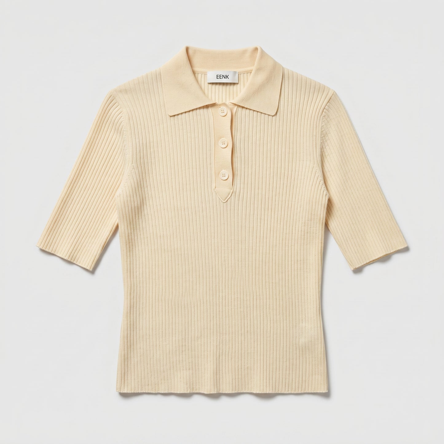 Ribbed Knit Polo Top
