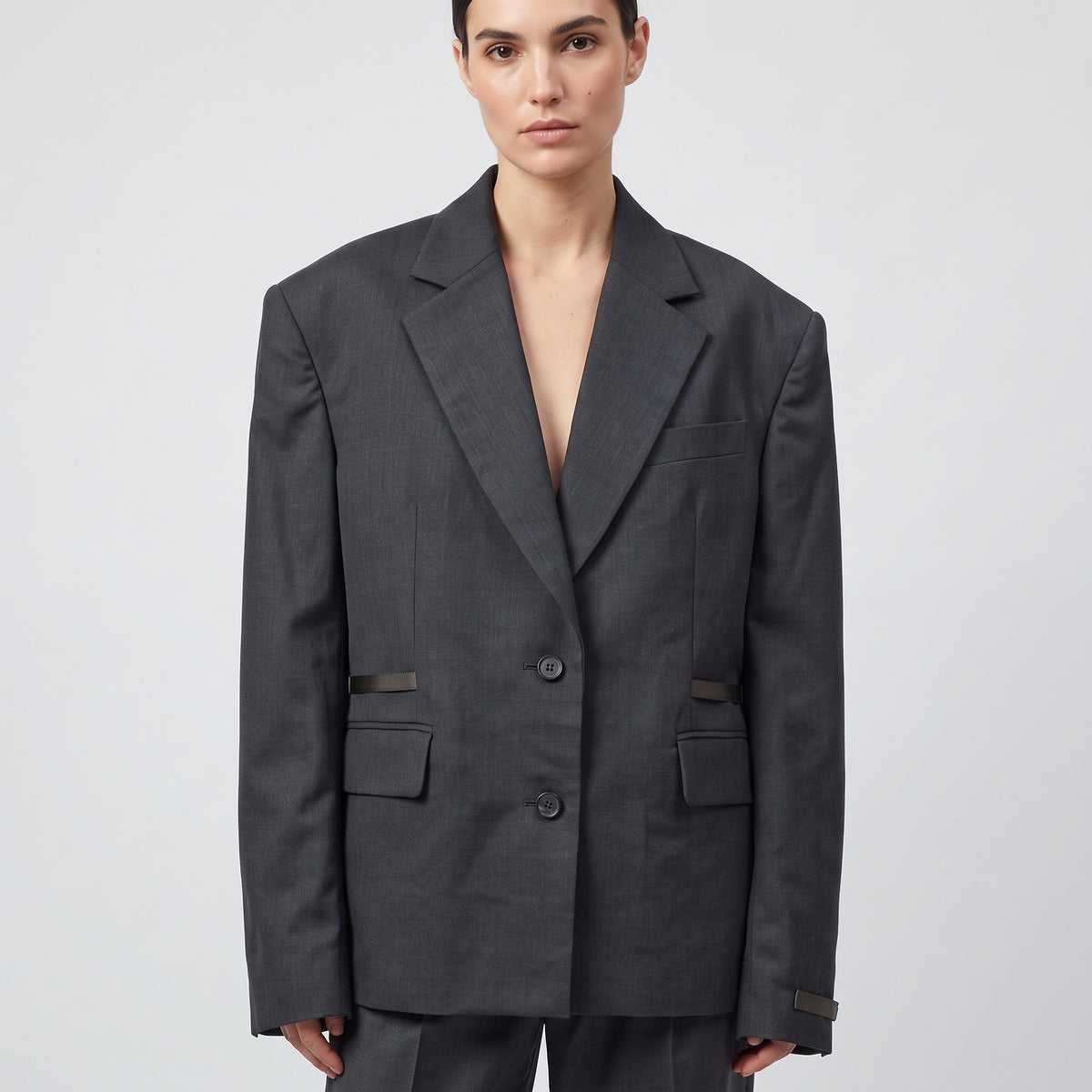 Tailored Charcoal Utility Blazer