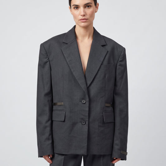 Tailored Charcoal Utility Blazer