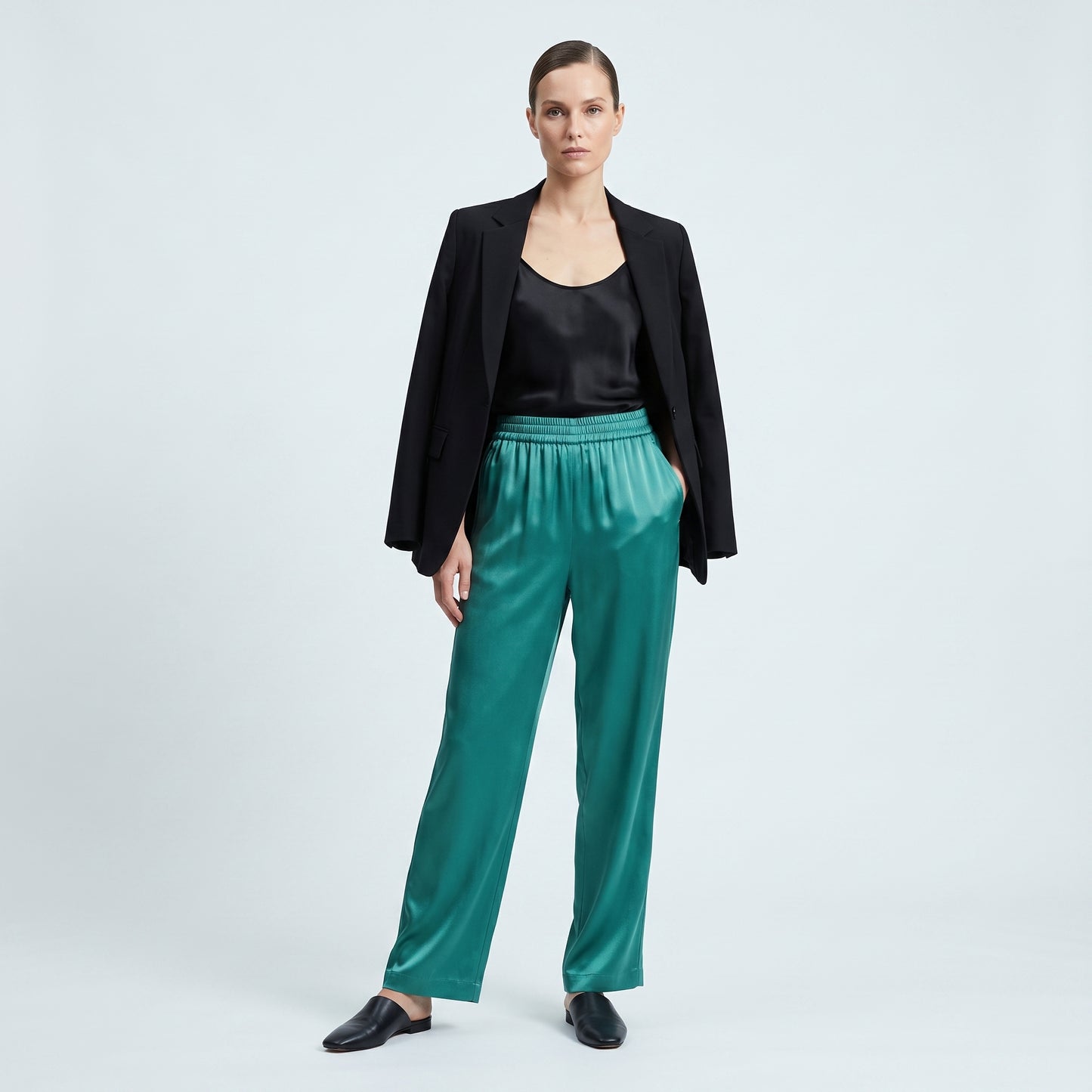 Emerald Green Satin Trousers