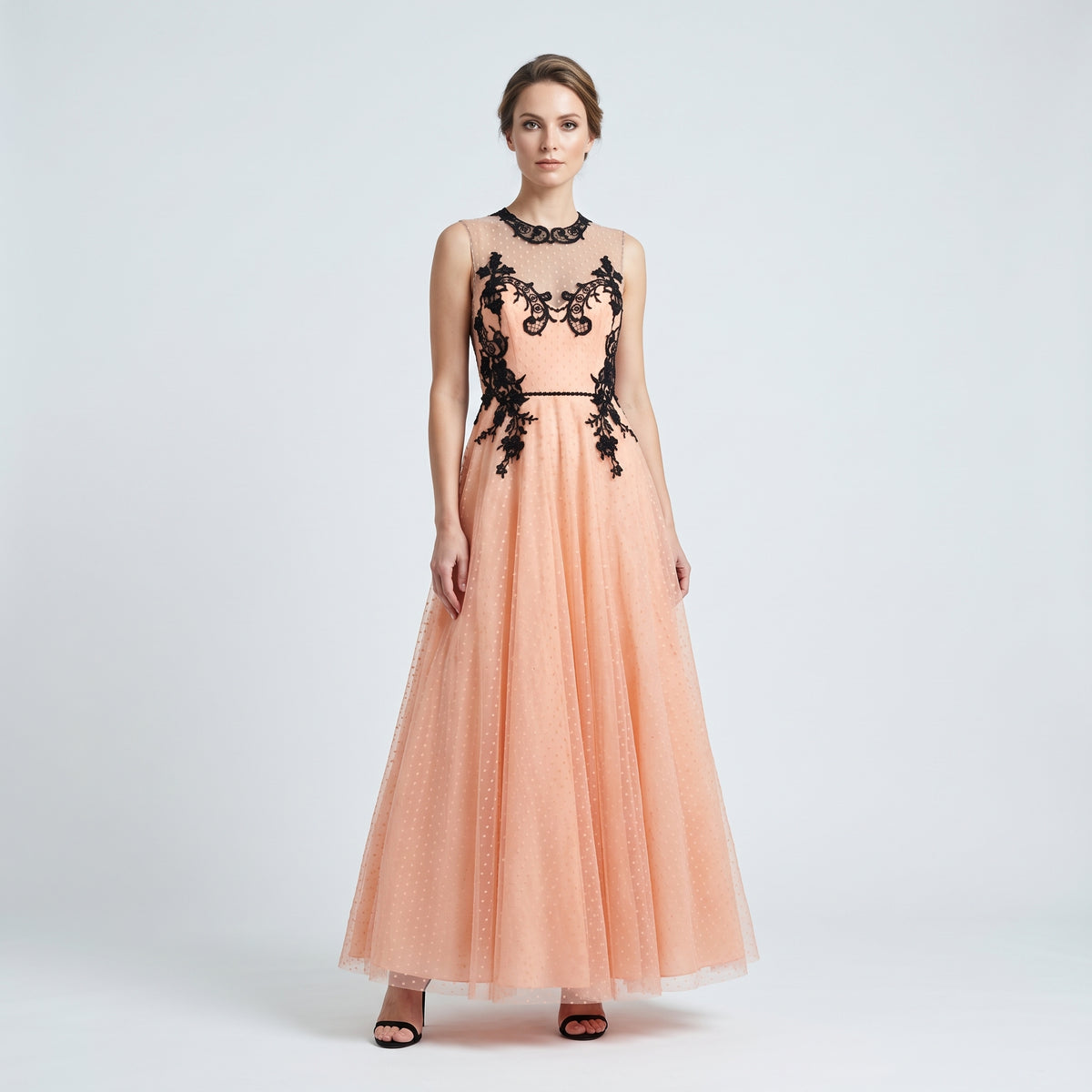 Embroidered Tulle Midi Dress