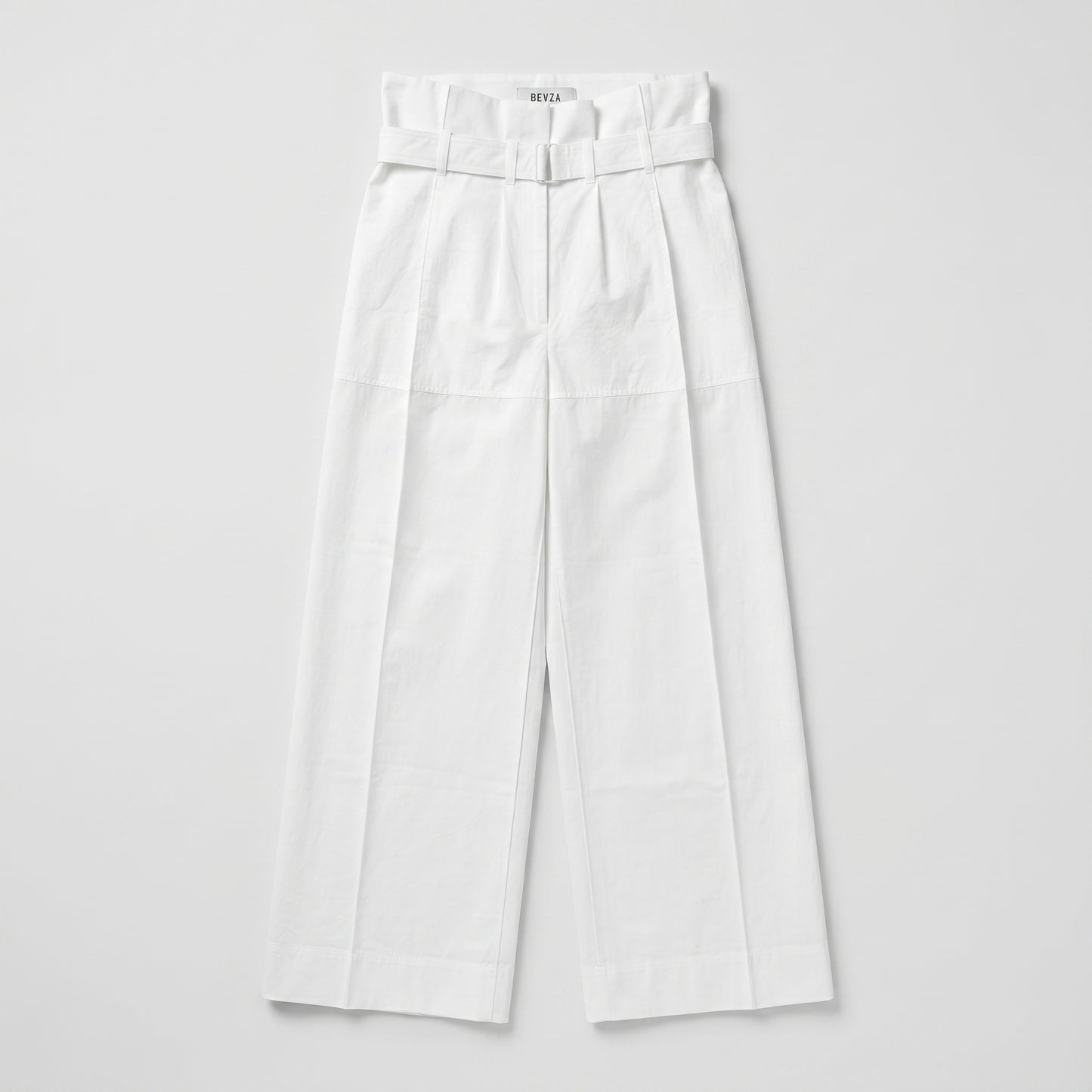 Belted High-Waisted Wide-Leg Trousers